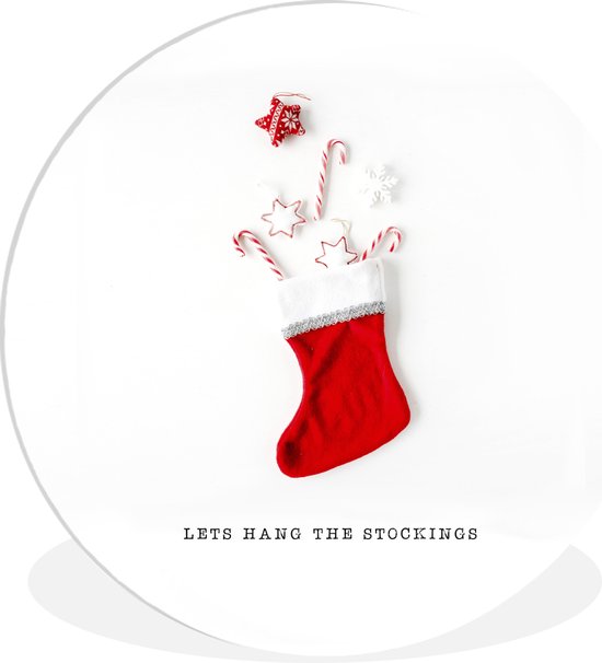 WallCircle - Wandcirkel ⌀ 150 - Kerst - Kerstversiering - Rood - Ronde schilderijen woonkamer - Wandbord rond - Muurdecoratie cirkel - Kamer decoratie binnen - Wanddecoratie muurcirkel - Woonaccessoires