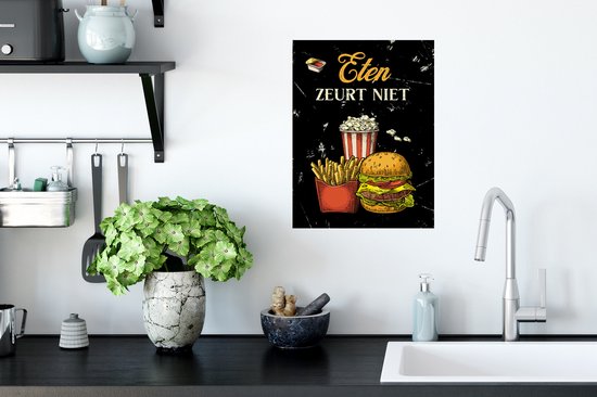 Stickers muraux - Nourriture - Vintage - Citation - Zwart - 30x40 cm - Film Adhésif - Cadeau Femme - Cadeau Homme