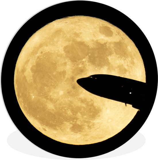 WallCircle - Peinture - Lune Avion Nasa - Multicolore - 90 X 90 Cm
