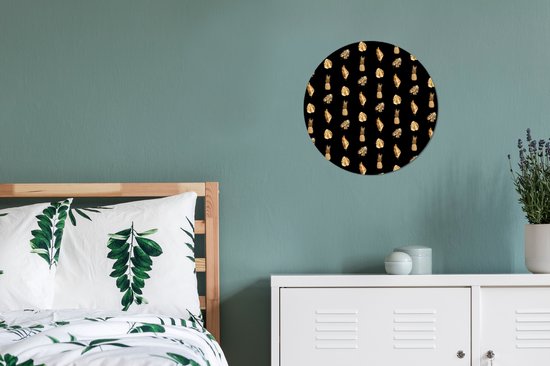 WallCircle - Stickers muraux - Cercle de papier peint - Feuilles - Or - Motifs - 30x30 cm - Cercle mural - Autocollant - Autocollant papier peint rond