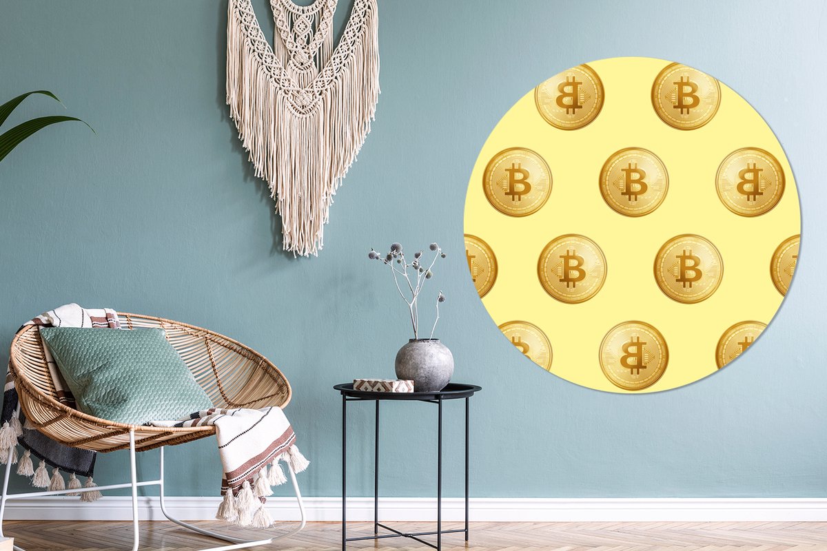 Papier peint Circle - Bitcoin - Or - Motifs - Jaune - ⌀ 120 cm - Wall  Circle XXL | bol