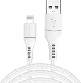 iMoshion Kabel - Geschikt voor Lightning naar USB A Kabel - 3 meter - Snellader & Datasynchronisatie - Oplaadkabel geschikt voor iPhone 11/12/13/14 - Stevig gevlochten materiaal - Wit