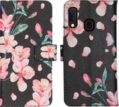 iMoshion Design Softcase Book Case Samsung Galaxy A20e hoesje - Blossom Watercolor Black