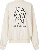 zoe karssen - dames -  trui met roze zk-logo -  gebroken wit - xs