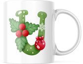 Kerst Mok met afbeelding: Kerst letter U | Kerst Decoratie | Kerst Versiering | Grappige Cadeaus | Koffiemok | Koffiebeker | Theemok | Theebeker