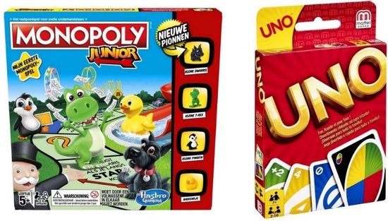 Afbeelding van het spel Spellenbundel - 2 Stuks - Monopoly Junior & UNO