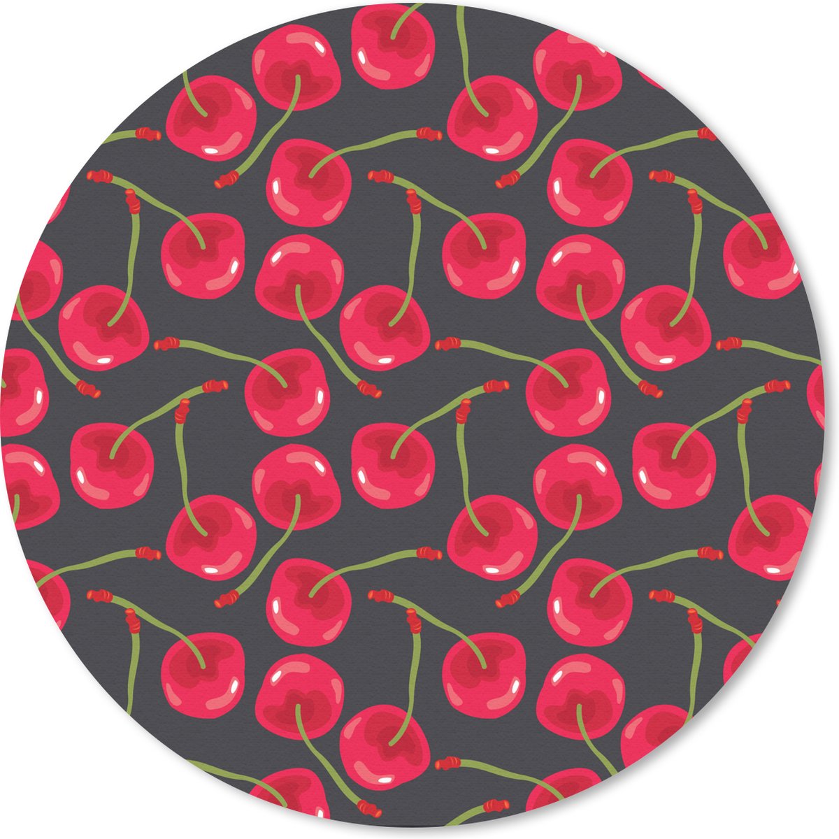 Muismat rond 30x30 cm - Mousepad Zomer - Kersen - Rood - Ronde muismatten