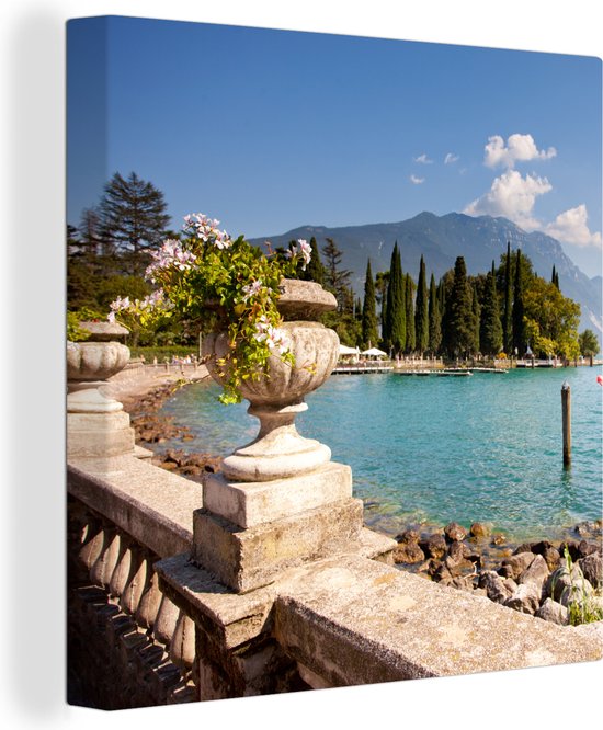 Toile Peinture Lac de Garde - Côte - Water - 20x20 cm - Décoration murale