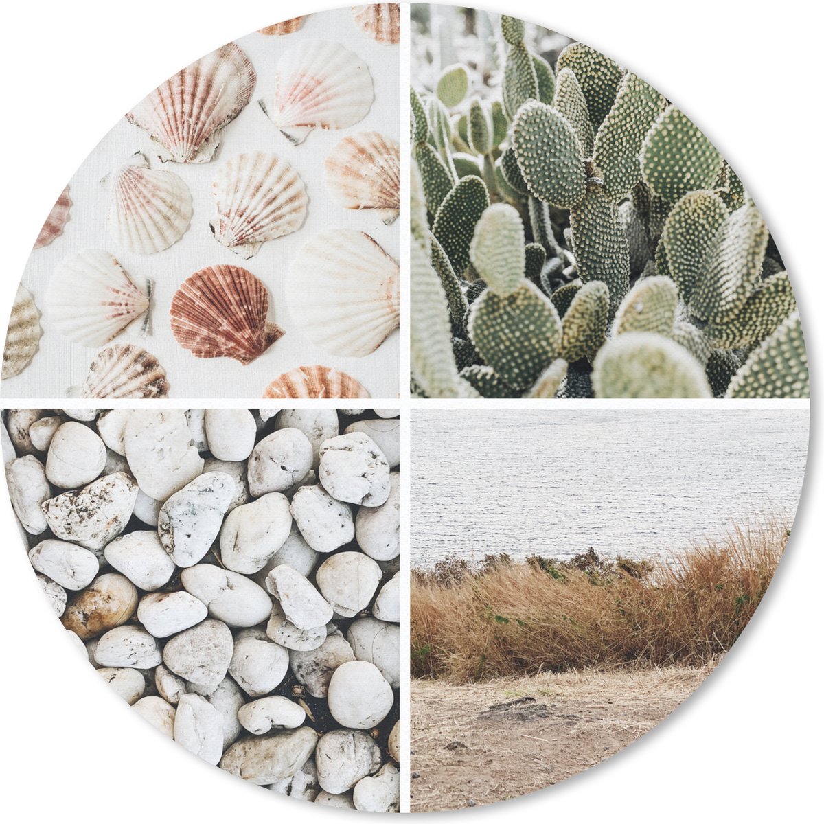 Muismat rond 30x30 cm - Mousepad Collage - Zand - Stenen - Ronde muismatten