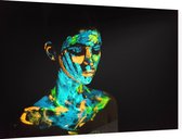 Vrouw glow in the dark - Foto op Dibond - 90 x 60 cm