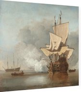 Het kanonschot, Willem van de Velde - Foto op Dibond - 80 x 80 cm
