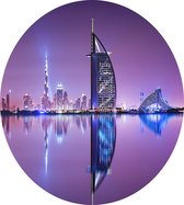 Burj Al Arab en skyline in de waterspiegel van Dubai - Foto op Dibond - ⌀ 60 cm