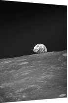 Moon with Earth over horizon (ruimtevaart) - Foto op Dibond - 30 x 40 cm