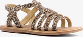 Groot leren meisjes sandalen met luipaardprint - Bruin - Maat 38 - Echt leer