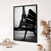 Akoestische panelen - Geluidsisolatie - Akoestische wandpanelen - Akoestisch schilderij AcousticPro® - paneel met de Eiffeltoren - design 144 - Premium - 90x130 - Wit- Wanddecorati