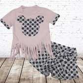 Meisjes shirt met short M zacht roze -s&C-122/128-Complete sets