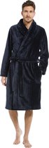 Pastunette heren badjas Fleece - 115CM - Uni wafel  - XL   - Blauw