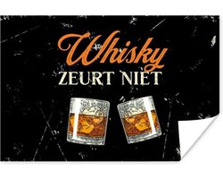 Poster Whisky - Glazen - Spreuken bordjes - 30x20 cm - Cadeau voor man - Vaderdag cadeau - Geschenk - Cadeautje voor hem - Tip - Mannen