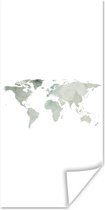 Wereldkaarten - Wereldkaart - Groen - Grijs - 80x160 cm