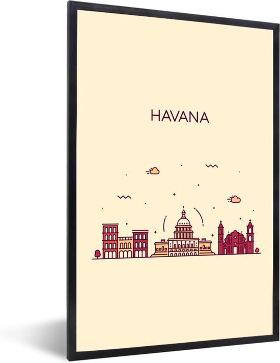 Fotolijst incl. Poster - Havana - Cuba - Skyline - 20x30 cm - Posterlijst