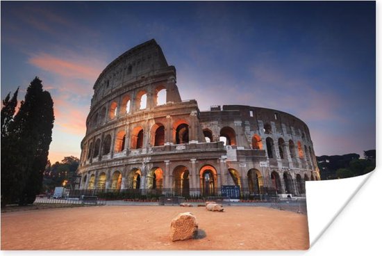 Colosseum in de nacht Poster 180x120 cm - Foto print op Poster (wanddecoratie woonkamer / slaapkamer) / Europa Poster XXL / Groot formaat!