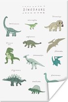 Poster Kinderkamer - Kleuren - Dinosaurus - Jongen - Meisje - Kind - 40x60 cm - Poster Kinderkamer