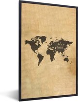 Fotolijst incl. Poster - Wereldkaart - Vintage - Perkament - 20x30 cm - Posterlijst