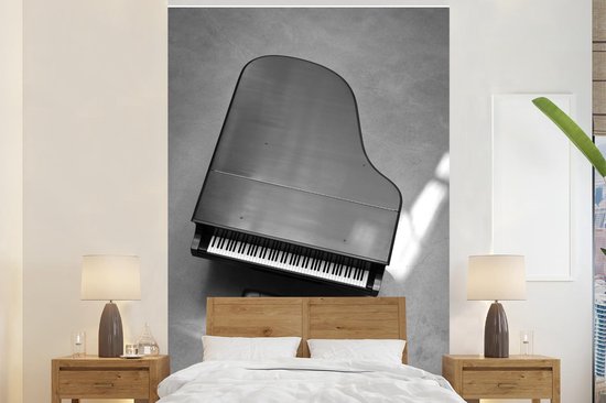 Behang - Fotobehang Bovenaanzicht van een vleugel piano - zwart wit -  Breedte 260 cm x... | bol.com