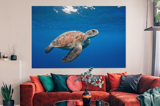 Tableau décoratif sur aluminium Tortue marine - décoration murale