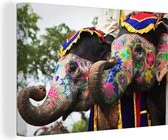 Deux éléphants peints sur toile 80x60 cm - Tirage photo sur toile (Décoration murale salon / chambre)