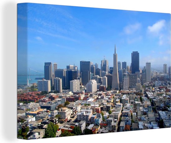 Canvas Schilderij San Francisco - Skyline - Stad - 60x40 cm - Wanddecoratie