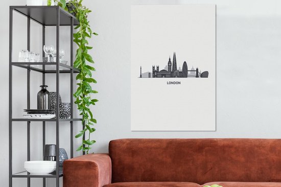 Illustration skyline 'Londres' sur fond blanc 80x120 cm - Tirage photo sur toile (Décoration murale salon / chambre)
