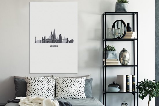 Illustration skyline 'Londres' sur fond blanc 80x120 cm - Tirage photo sur toile (Décoration murale salon / chambre)