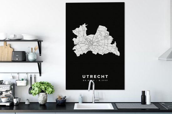 Toile Peinture Utrecht - Nederland - Carte - 90x140 cm - Décoration murale