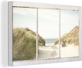 Canvas Schilderij Doorkijk - Strand - Zee - 60x40 cm - Wanddecoratie