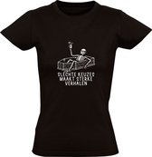 Slechte keuzes maakt sterke verhalen | Dames T-shirt | Zwart | YOLO | Drank | Alcohol | Bier | Wij | Skelet | MEME