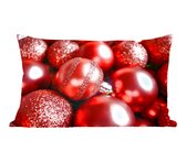 Sierkussen - Rode Kerstballen Met Verschillende Texturen - Multicolor - 30 Cm X 50 Cm
