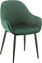 IN.HOMEXL - Bailey - Groen - Eetkamerstoel met armleuning - Fluweel Stoel - Eetstoelen - Velvet Eetkamerstoel - Metaalpoot - Fluweel Stoelen