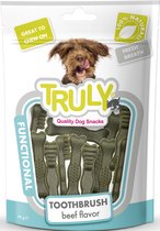 Hondensnack - Truly Dog Dental Toothbrush (12 zakjes x 90 gram) -  100% Natuurlijk -  Tandenborstel vorm - Rundsmaak - Frisse adem van je Hond - 12 x 90 gram