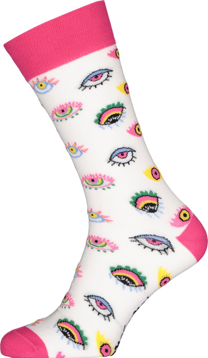 Spiri Ibiza Socks Lollipop - unisex sokken - wit met roze - Maat: 36-40