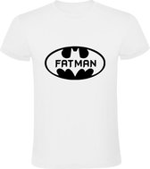 Fatman Heren t-shirt | Badman | super held | Gotham | dikzak | overgewicht | grappig | cadeau | Wit