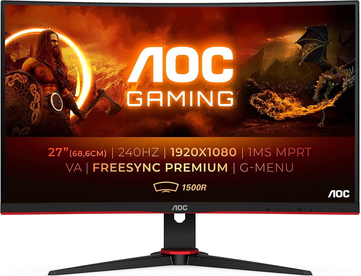 AOC C27G2ZE - Full HD Curved Gaming Monitor - 240hz - 27 Inch - AOC