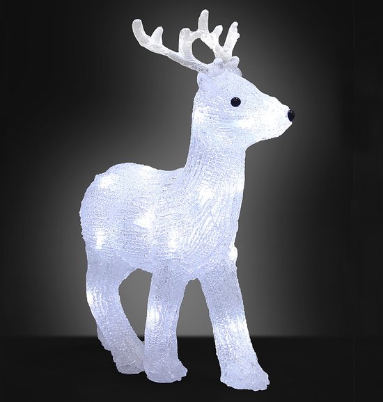 Ours assis acrylique lumineux blanc à piles 18cm 16 LED blanc
