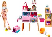 Barbie Careers Dierenwinkel Speelset - met 4 Huisdieren, Verzorgingsplek, Toonbalk & Kassa
