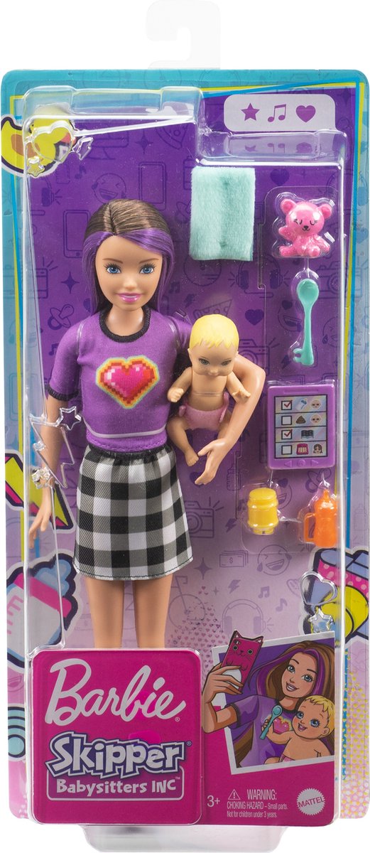 Barbie Family Skippers Babysitter Speelset - Barbie Pop met Baby en Accessoires
