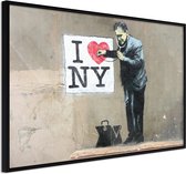 Ingelijste Poster - Banksy: I Heart NY Zwarte lijst