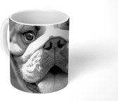 Mok - Koffiemok - Dierenprofiel buldog in zwart-wit - Mokken - 350 ML - Beker - Koffiemokken - Theemok