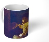 Mok - Koffiemok - Abraham en de engelen - Schilderij van Rembrandt van Rijn - Mokken - 350 ML - Beker - Koffiemokken - Theemok
