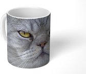 Mok - Koffiemok - Dier - Kat - Grijs - Mokken - 350 ML - Beker - Koffiemokken - Theemok