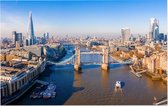Tower Bridge over de Thames en de skyline van Londen - Foto op Forex - 60 x 40 cm